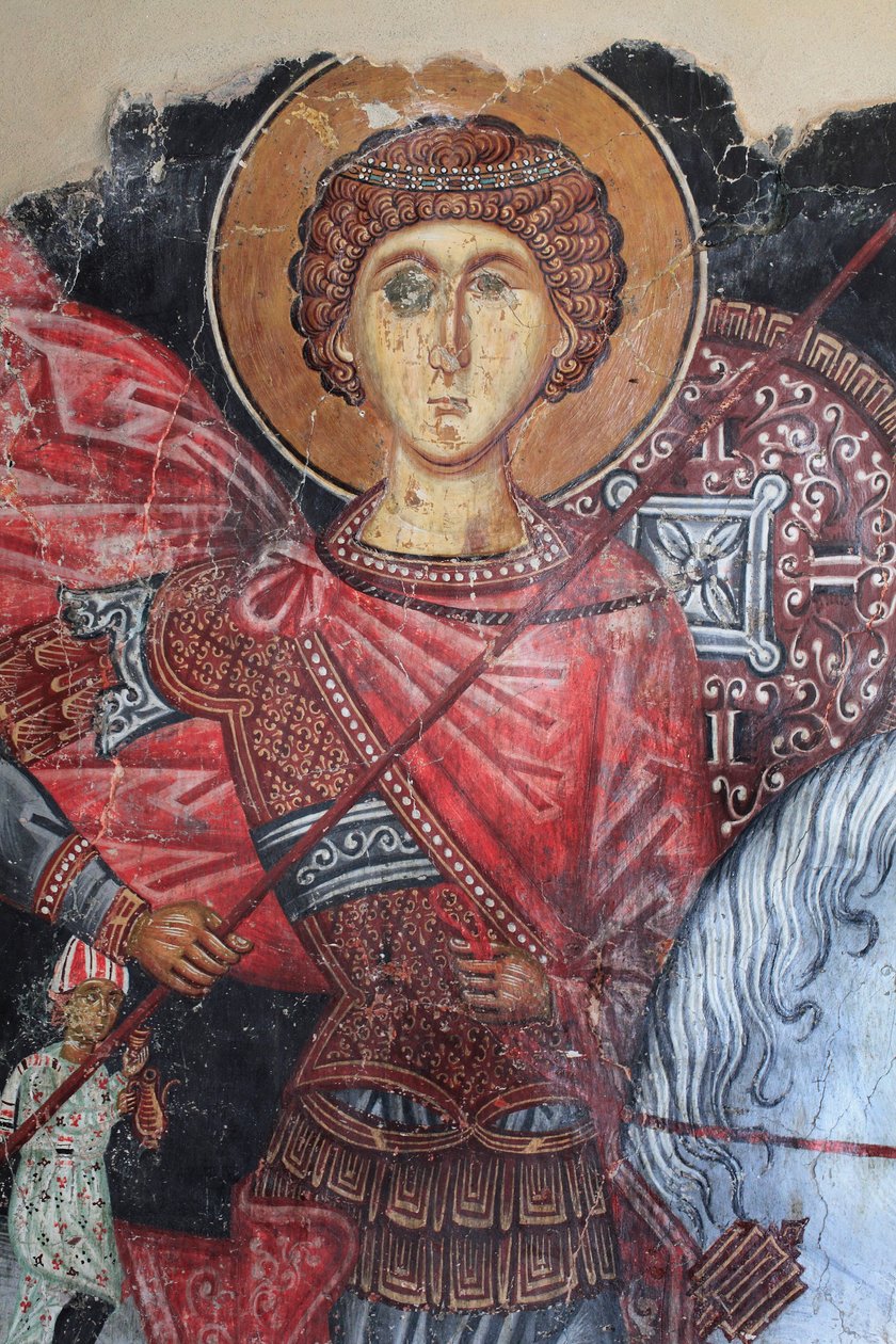 Byzantijns fresco uit de 15e eeuw (detail), Sint Joris, Michael Archangel Kerk in Pedoulas, Cyprus door Unknown