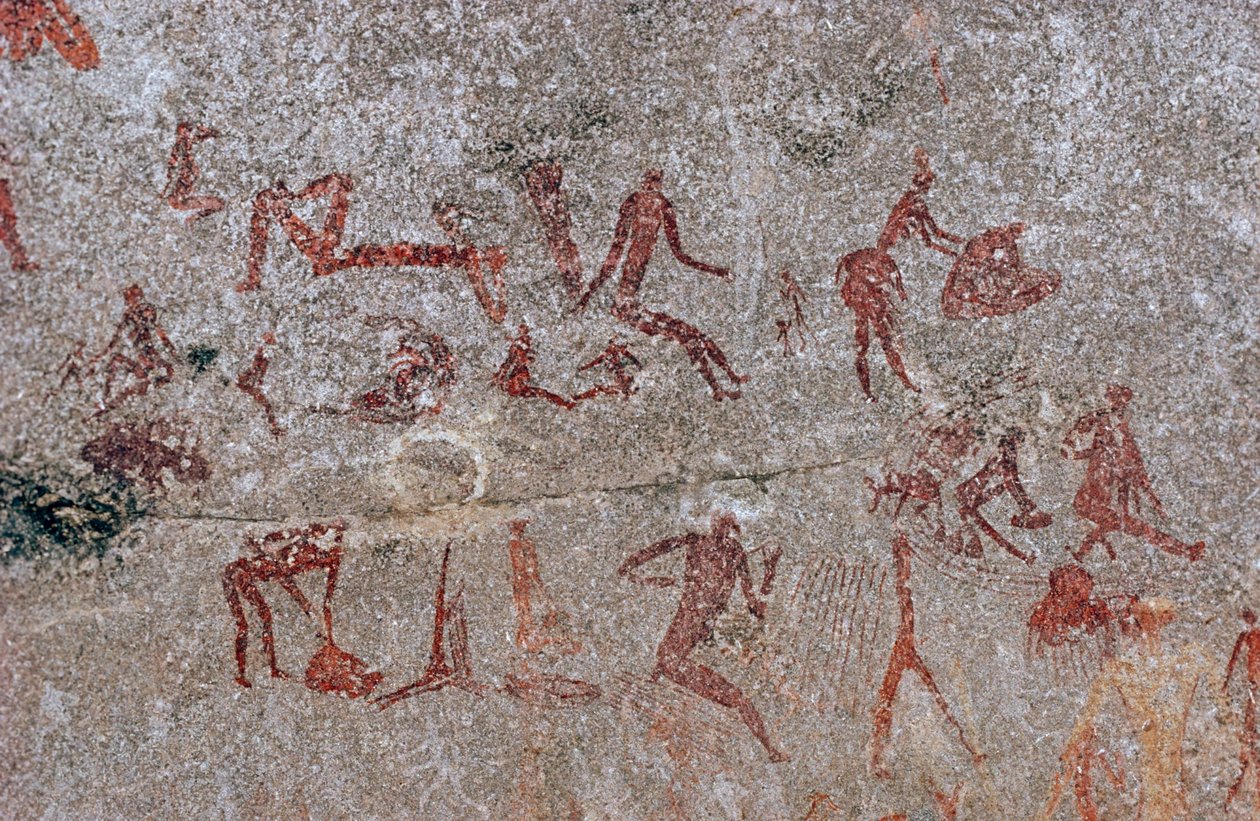Rotsschildering van Bosjesmannen, Zuid-Afrika door Unknown