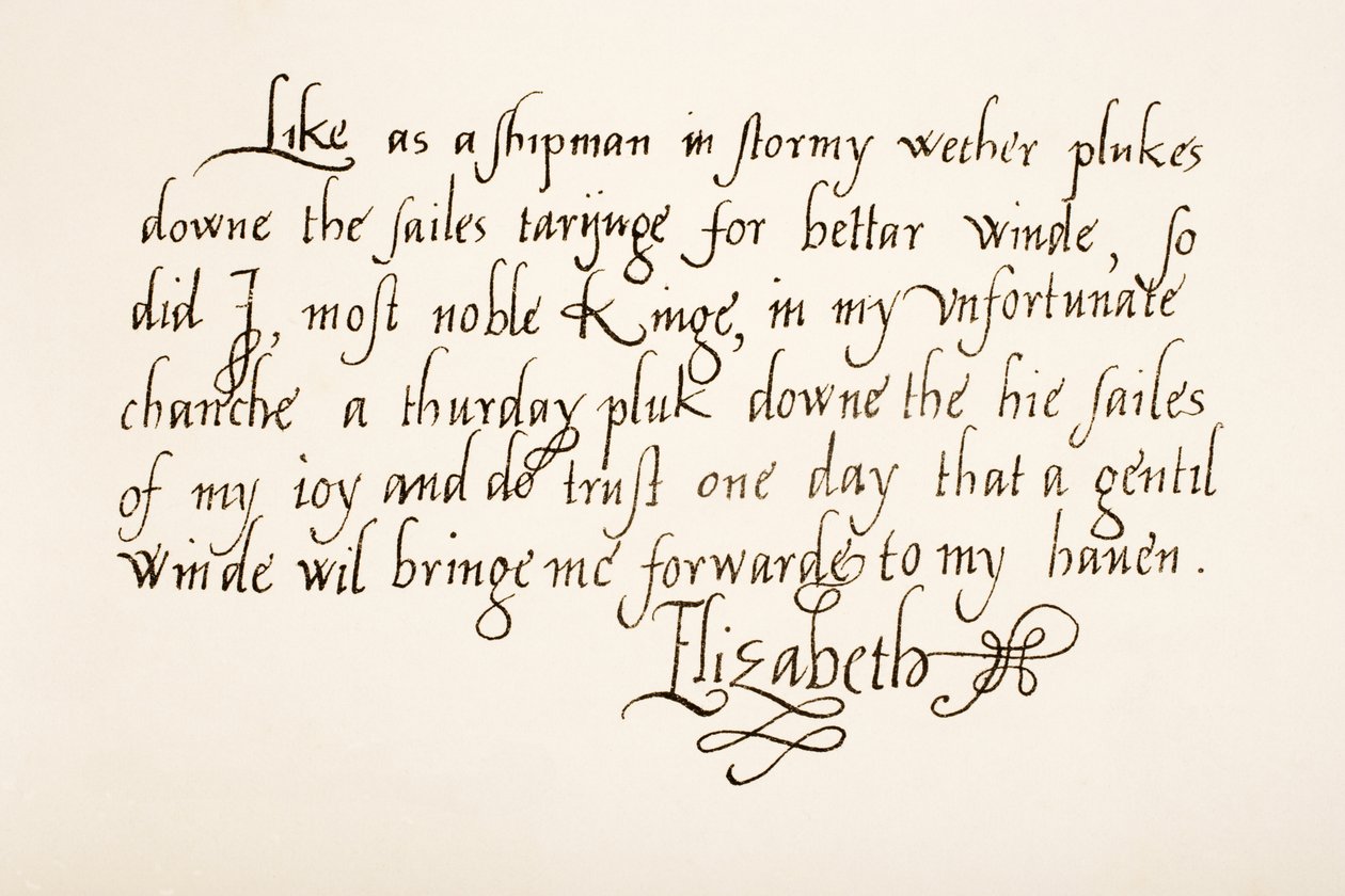Koningin Elizabeth I van Engeland, 1533 - 1603. Handschriftmonster. door Unknown