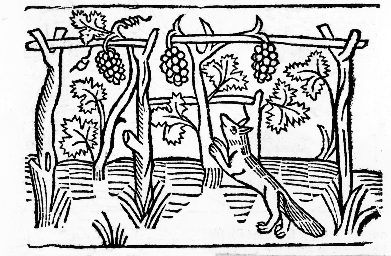De vos en de rozijnen, illustratie uit Caxton