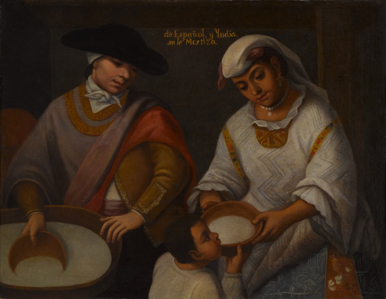 Van Spaans en Indiaans, Mestizo (De Español y India sale Mestizo), begin 18e eeuw door Mexican School