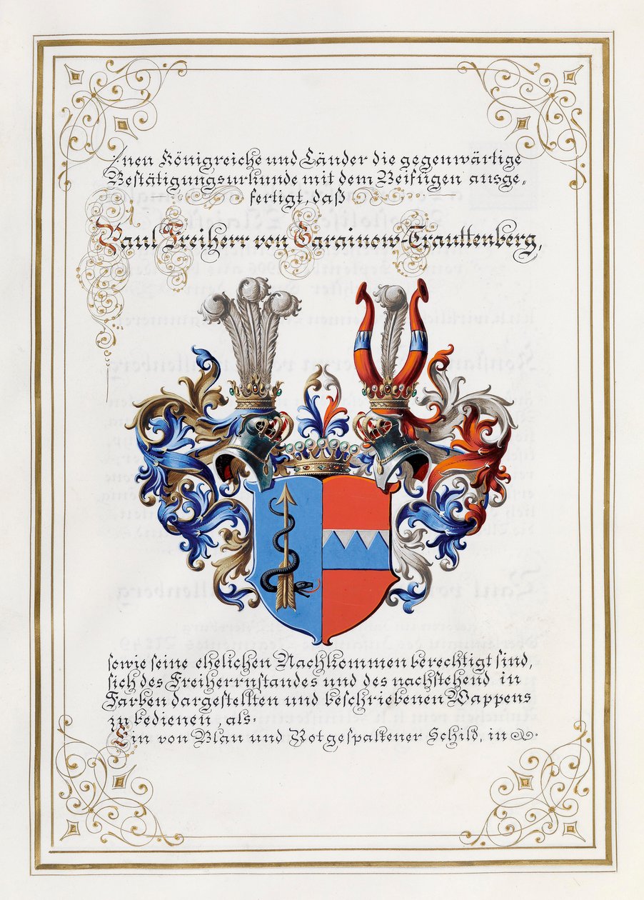 Wapen Trauttenberg, van een adelsdiploma door Anonymous
