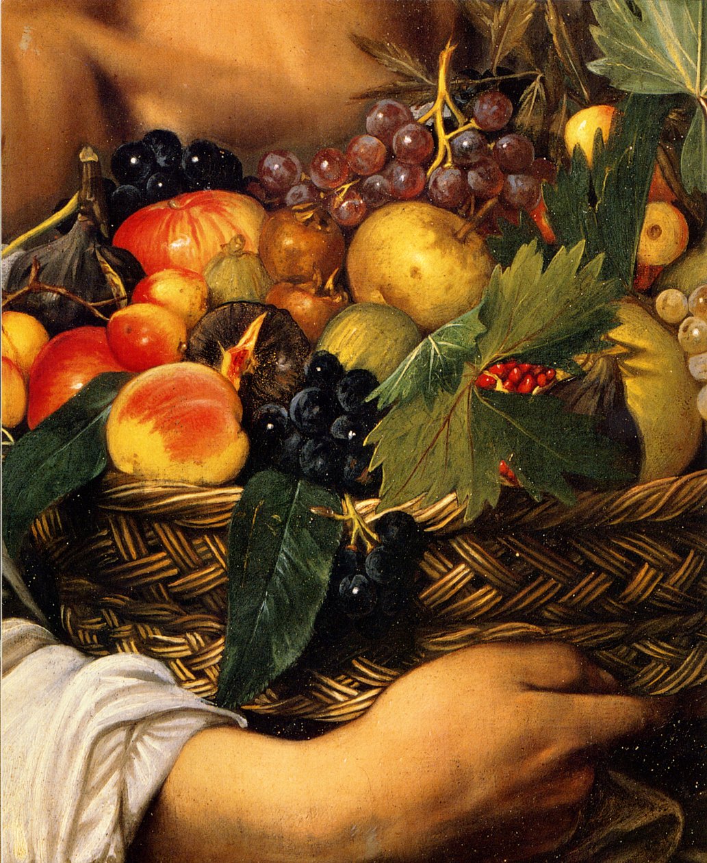 Jongen met een mand fruit door Michelangelo Merisi Caravaggio