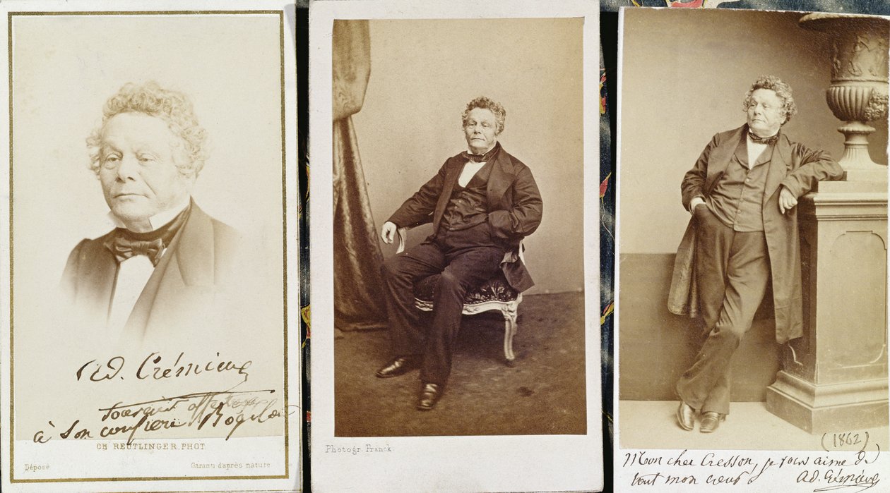 Cartes de Visite met afbeelding van Adolphe Cremieux, ca. 1862 door French Photographer