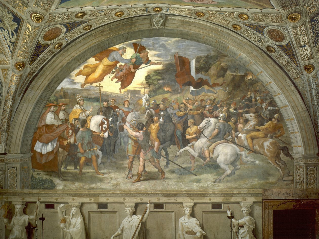 Ontmoeting tussen Leo de Grote en Attila door Raffaello Sanzio Raphael
