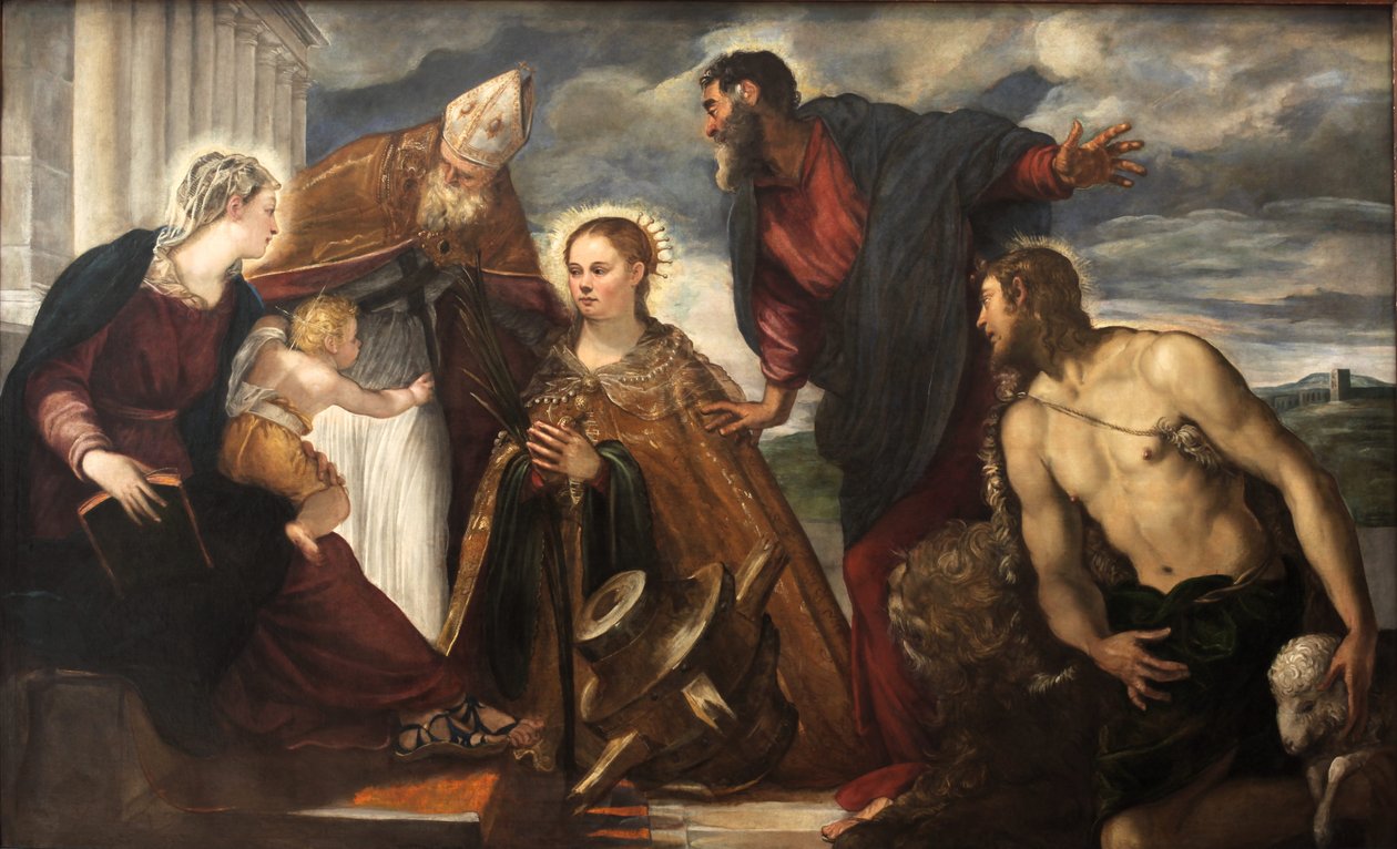 Maagd en Kind, met Sint-Catharina, Sint-Augustinus, Sint-Marcus en Sint-Jan de Doper door Tintoretto