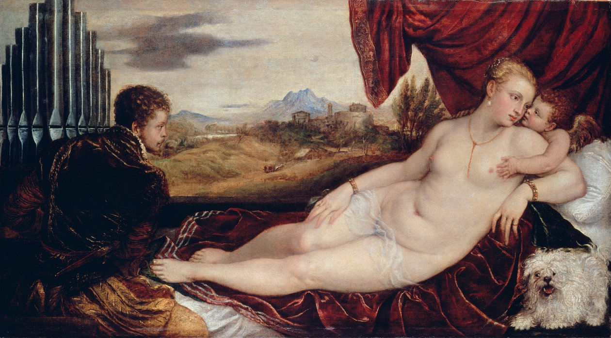 Venus met de orgelspeler door Tiziano Vecelli