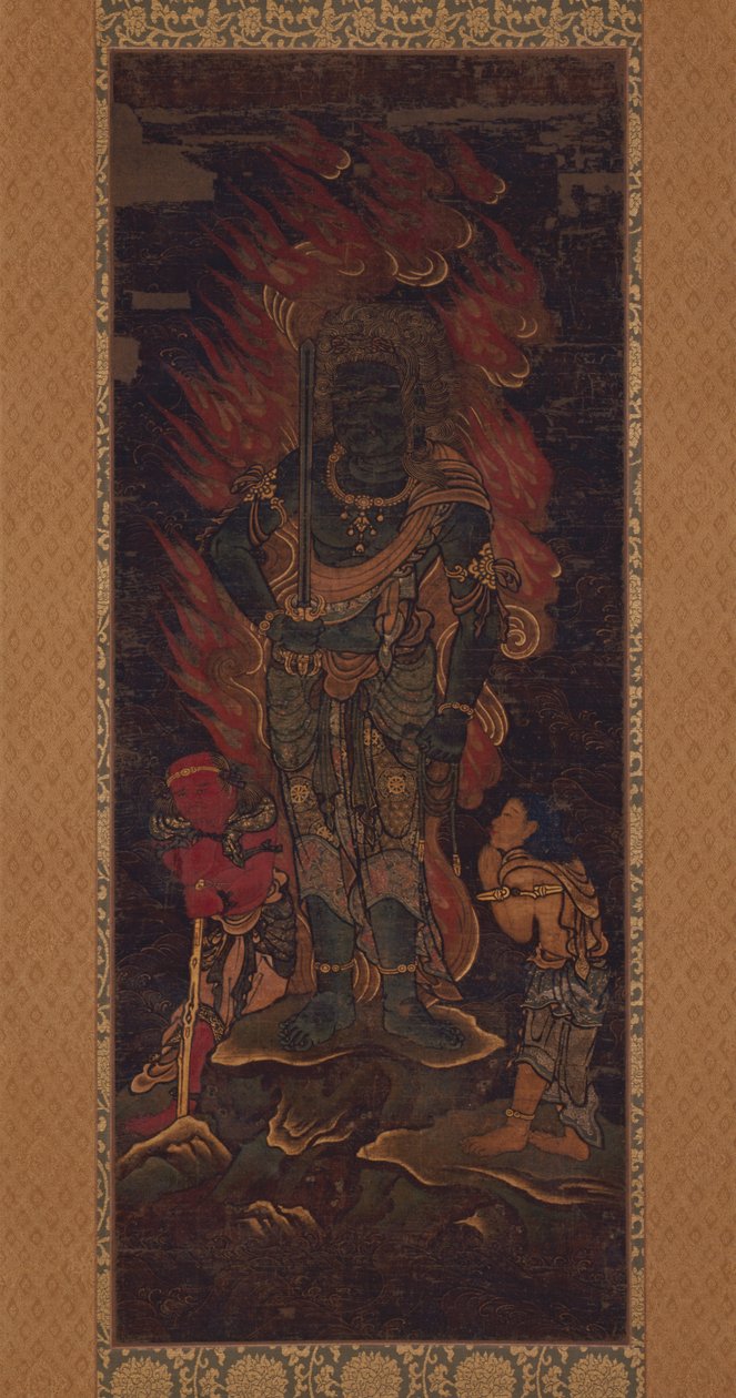 Acala Vidy ar aja (Fudō Myōō) en Twee Begeleiders door Unknown