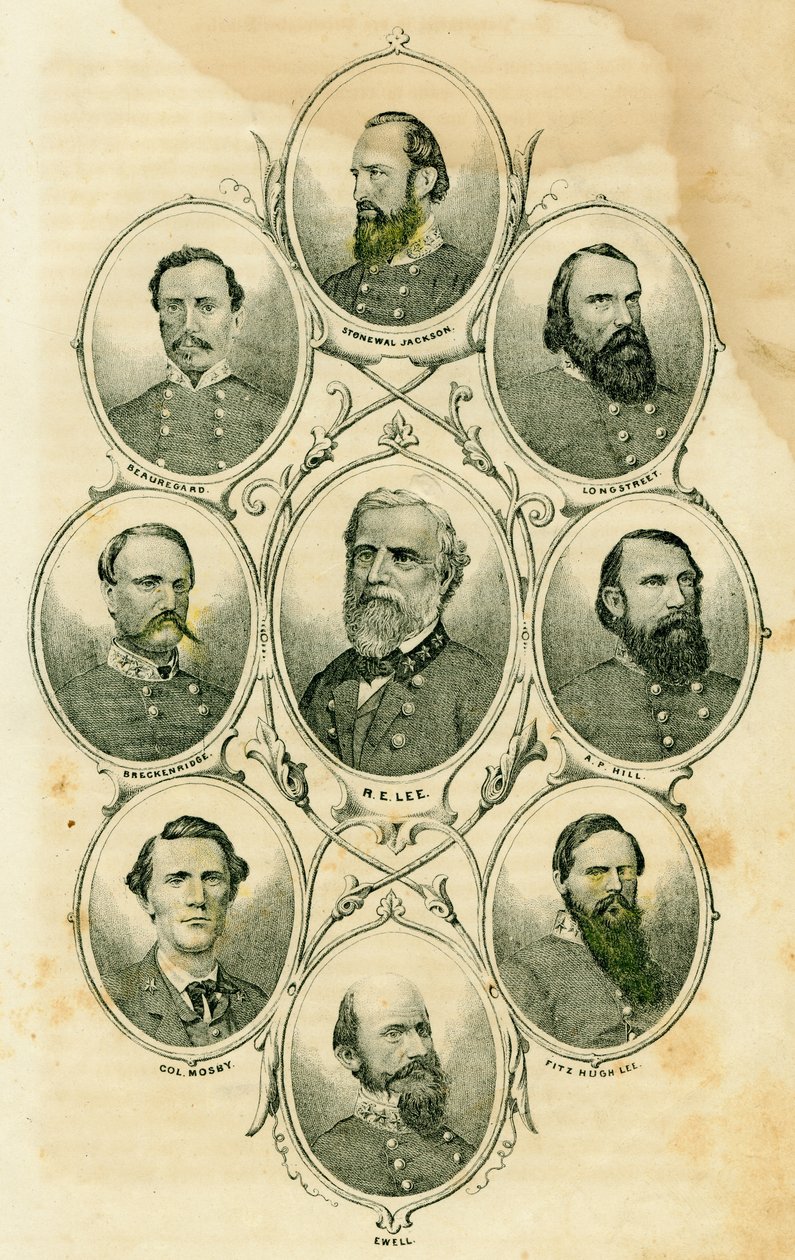 Confederate Generals (Onderwerpen zijn onder andere Generaals Stonewall Jackson, Longstreet, A.P. Hill, Fitzhugh Lee, Ewell, Greckenridge, Beauregard, en Lee en Col. Mosby) door Unknown