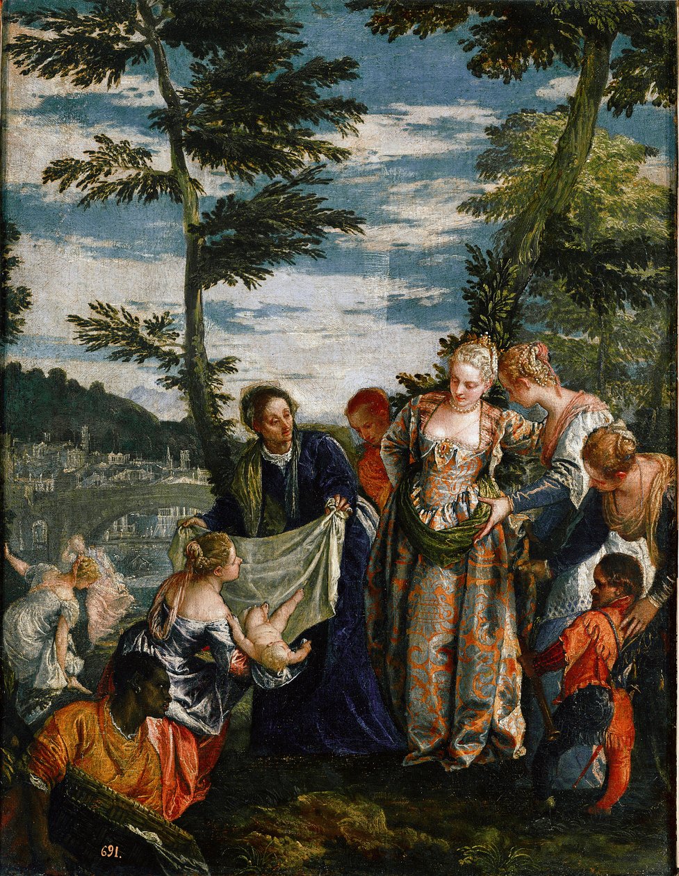 De vondst van Mozes (Schilderij, ca.1580) door Veronese