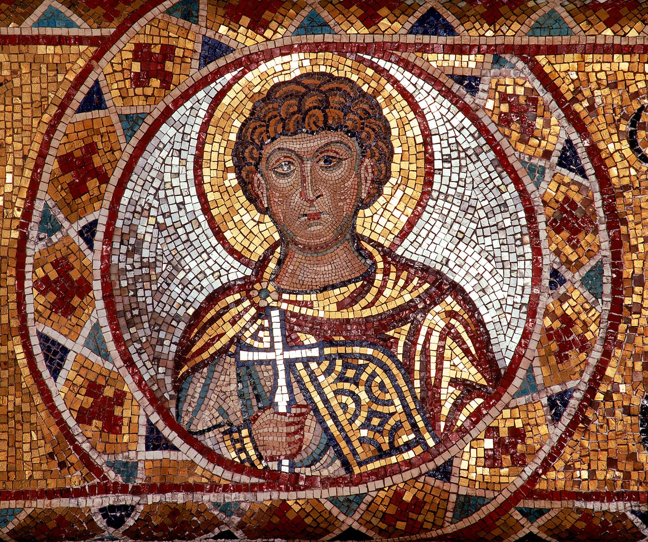 Een aartsengel. Mozaïek in de kerk van Santa Maria della Martorana in Palermo door Unknown