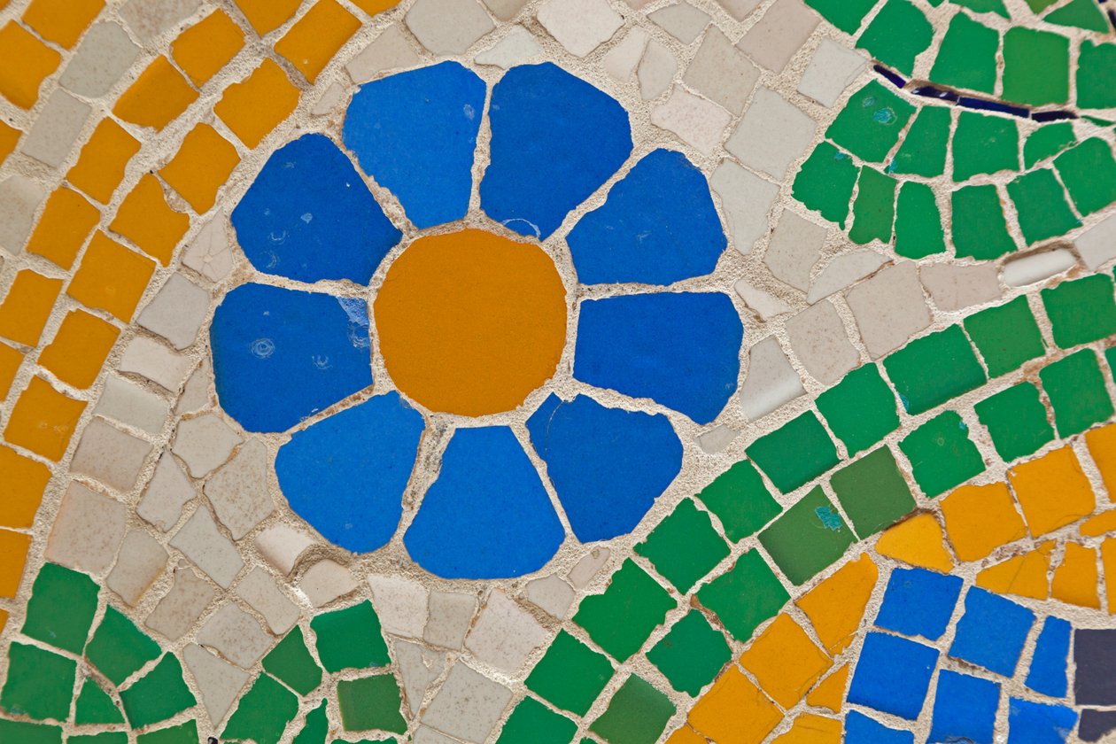 Barcelona, Spanje. Mozaïekwerk op de gevel van Palau de la Música Catalana. Modernista gebouw door Lluís Domènech i Montaner. Paleis van de Catalaanse Muziek. door Unknown