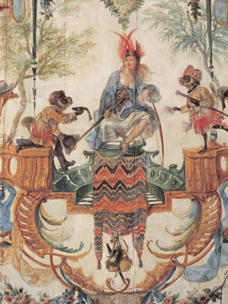 Chantilly, Kasteel: Een detail van de decoratie in de Grande Singerie door Christophe Huet, 1737 door Unknown