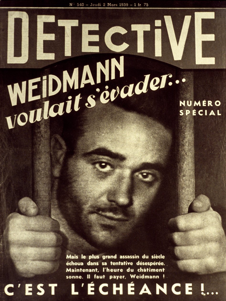 Omslag van Detective 2 maart 1939: Eugene Weidmann (1908-1939) moordenaar die op 17 juni 1939 zal worden geëxecuteerd (de laatste persoon die publiekelijk werd geëxecuteerd in Frankrijk) door Unknown
