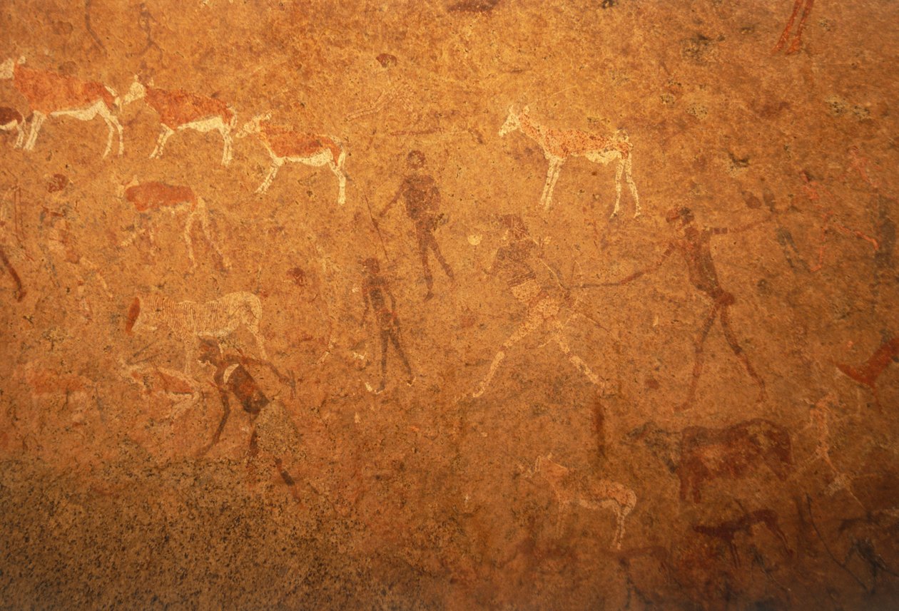 Detail van rotsschilderingen in Damara Land, Namibië. 6 mei 1998. door Unknown
