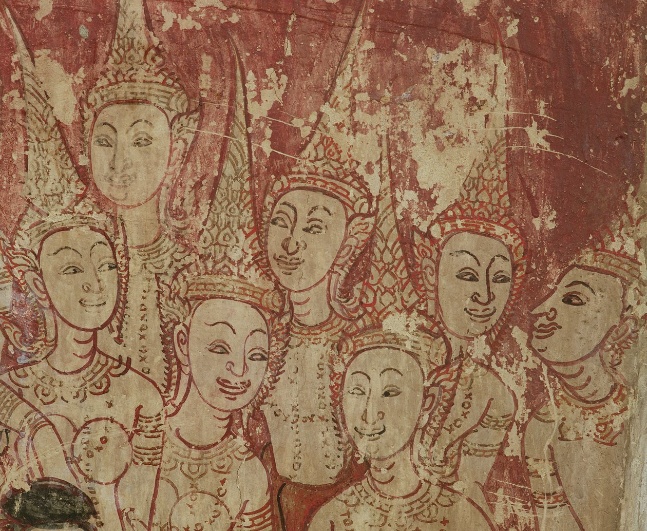 Fresco detail, Wat Compuwek, Nonthaburi, Thailand door Unknown