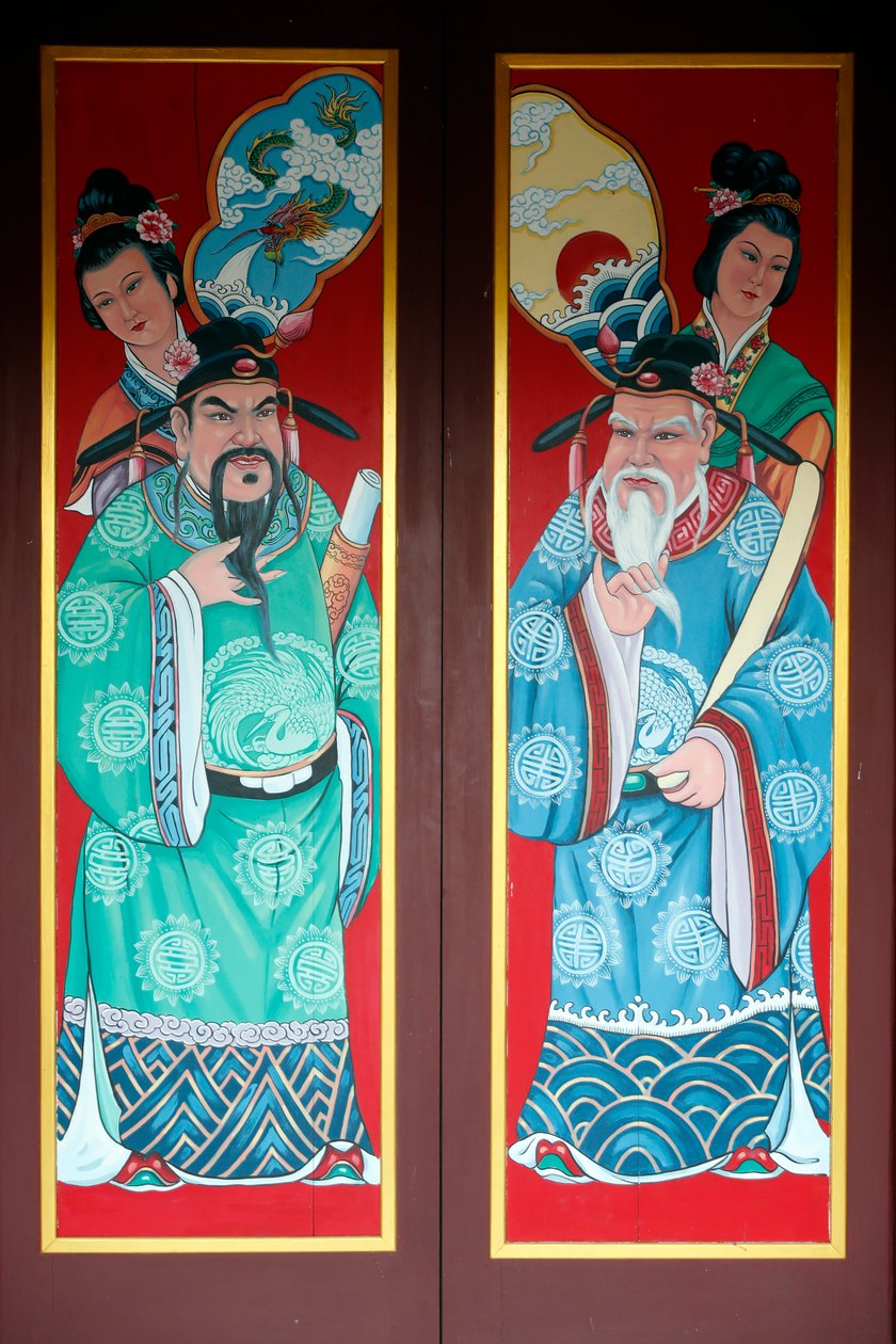 Hoi Tuong Te Nguoi Hoa boeddhistische Chinese tempel. Deur schilderij. Phu Quoc. Vietnam door Unknown