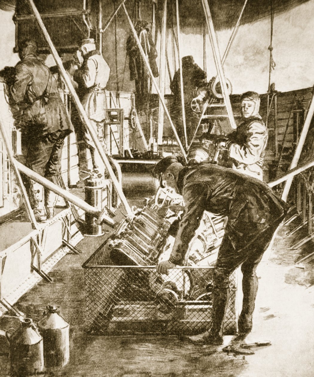 Binnen in de Wagen van Angst, 1914-19 door Unknown