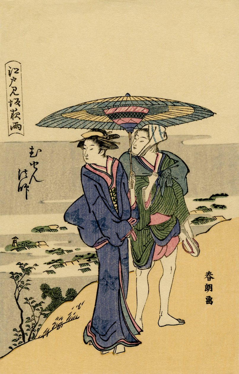 Japans koppel buiten Edo (Tokyo) door Unknown