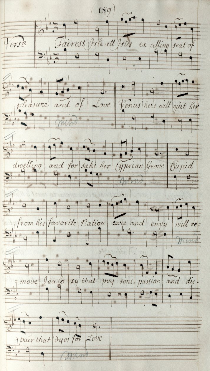 King Arthur manuscript partituur, door Henry Purcell door Unknown