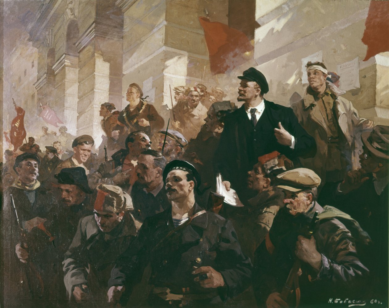 Lenin op het Finland Station in Petrograd door Unknown
