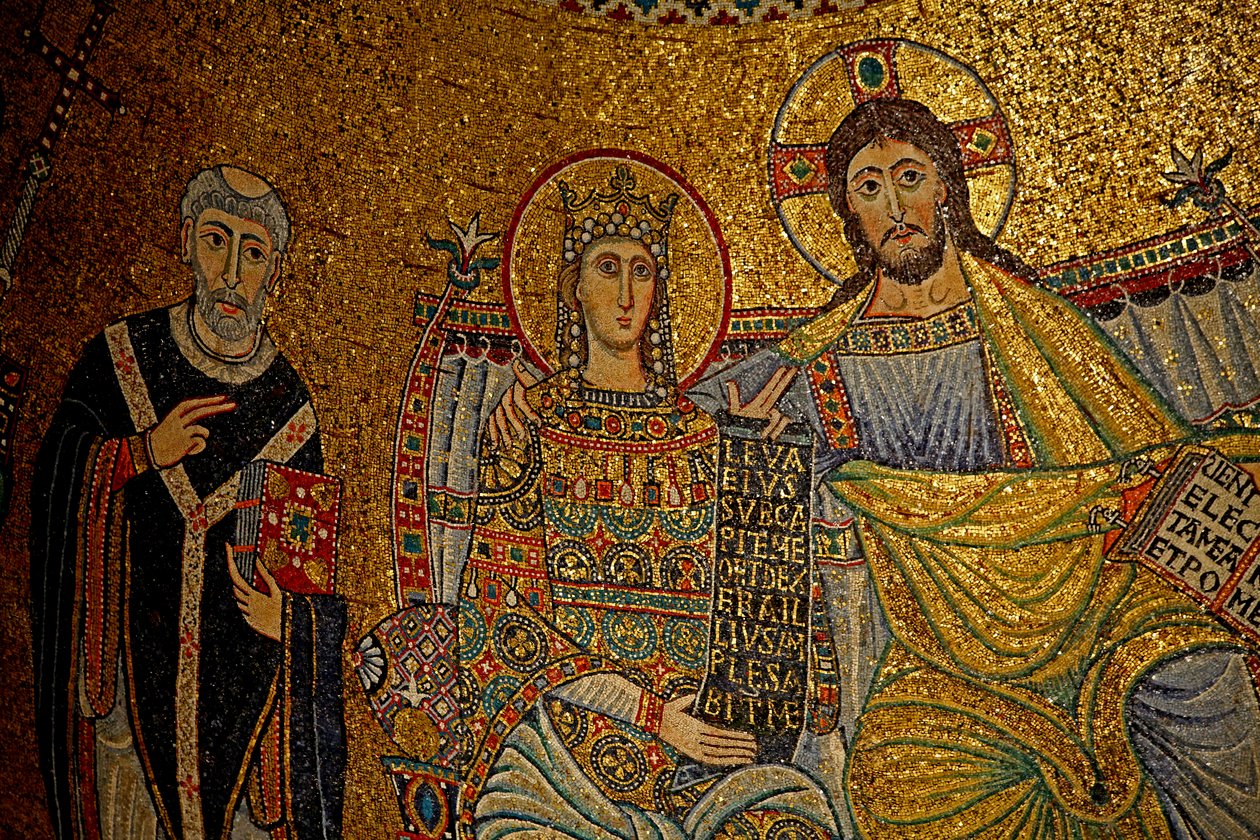 Mozaïek in de apsis met Christus en de Maagd Maria door Unknown