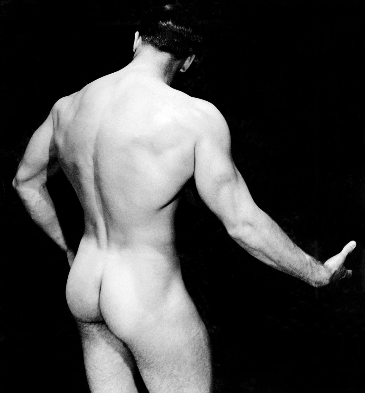 Naakte bodybuilder achteraanzicht, San Francisco, Californië, ca. 1950 door Unknown