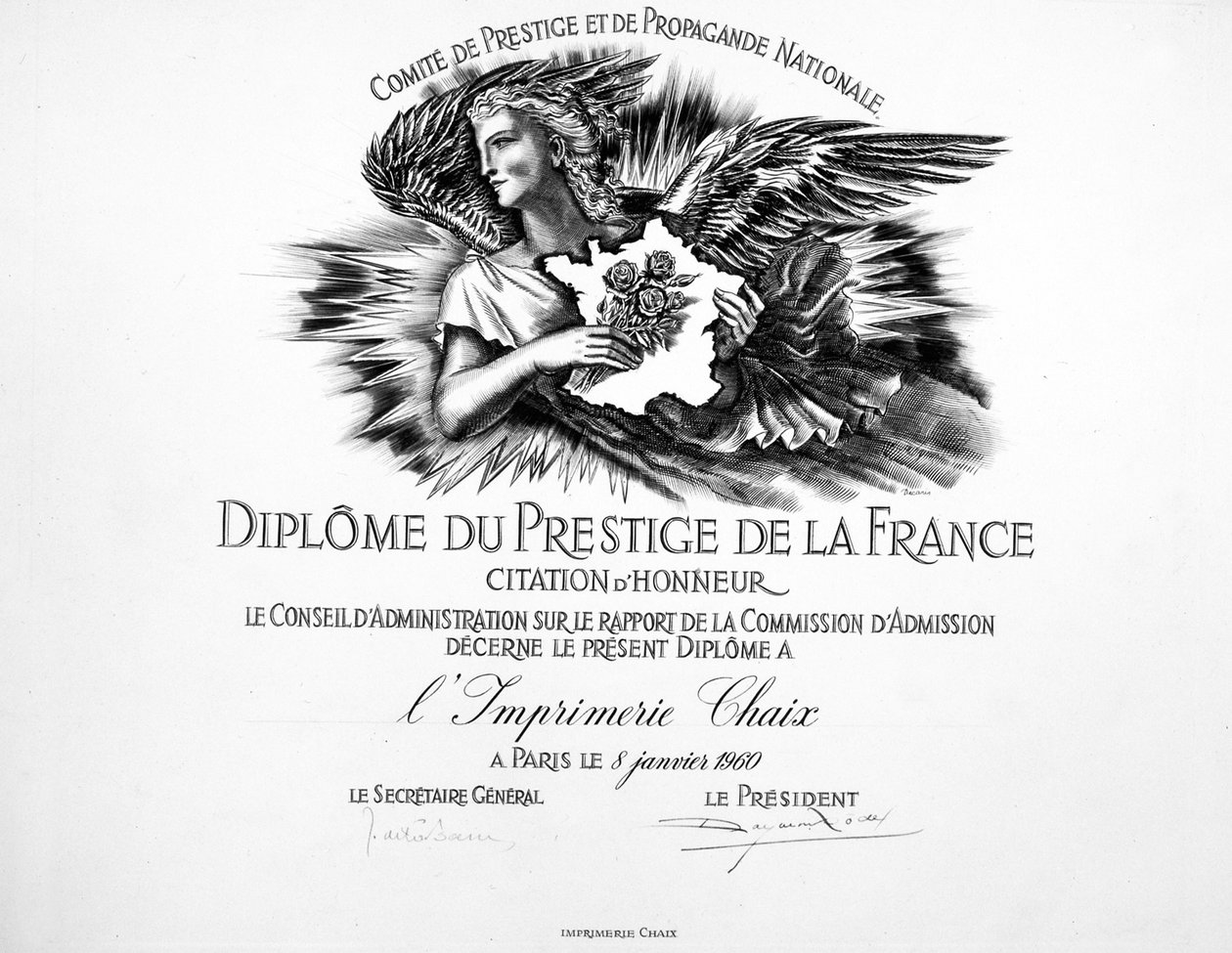 Prestigediploma bij Chaix Printing door Unknown
