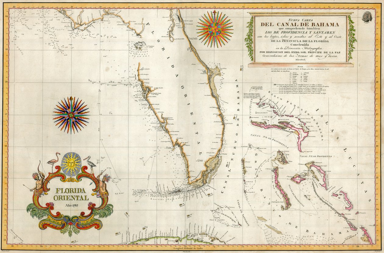 Spaanse kaart van Florida en de Bahama
