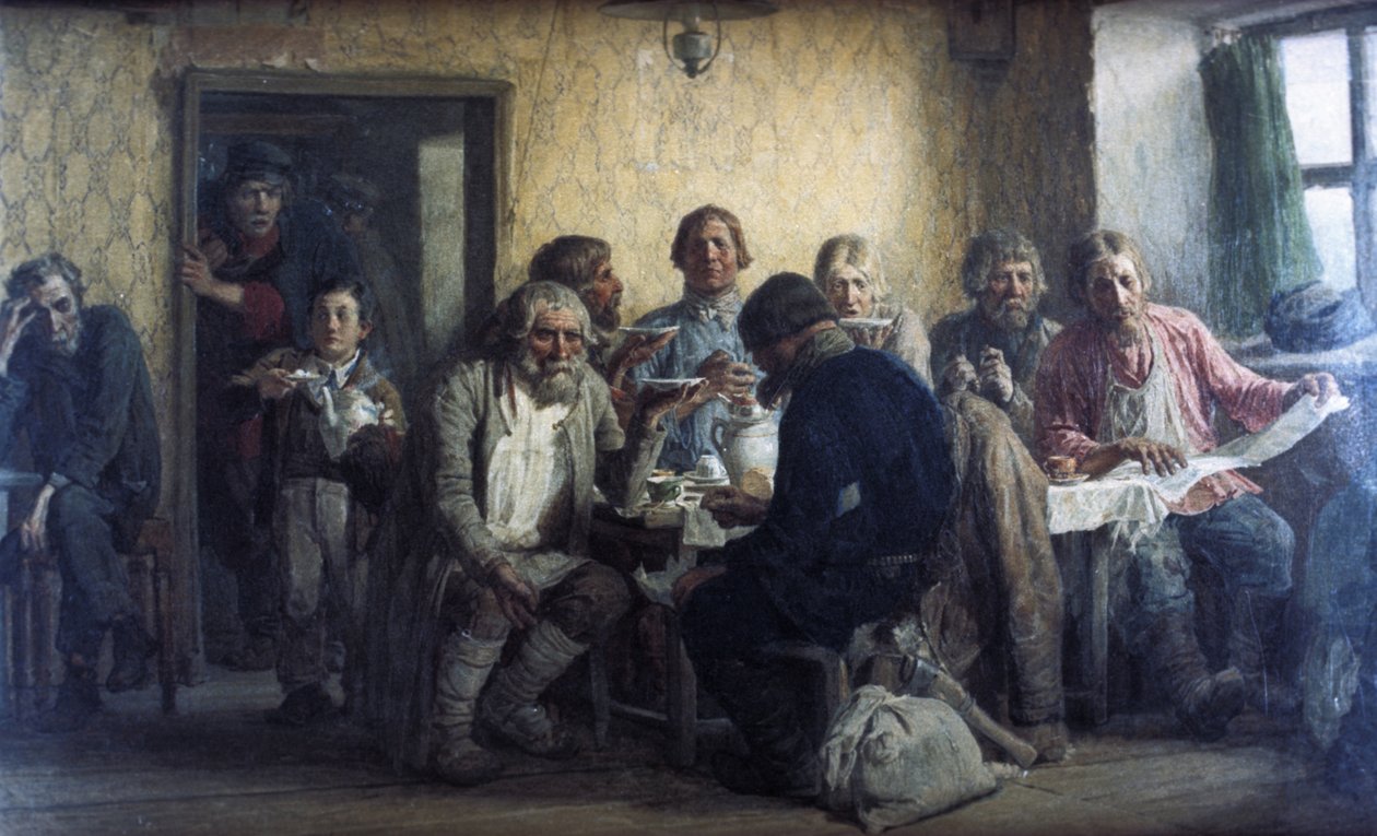 Theedrinken in een taverne, 1874 door Unknown