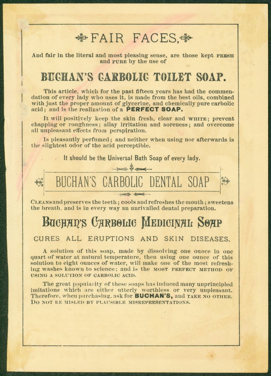 Buchans Carbolic Toilet Soap [handelskaart verso] door American School
