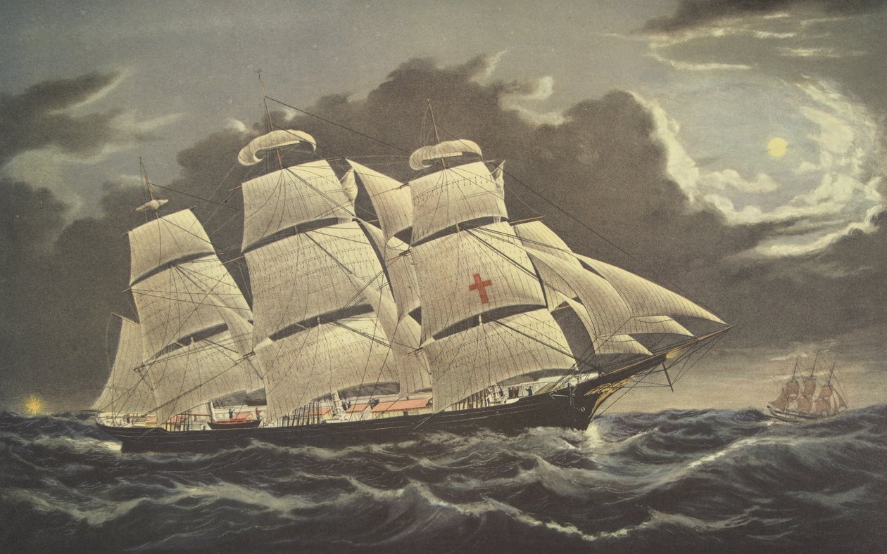 Clipper schip Dreadnought bij Tuskar Light door American School