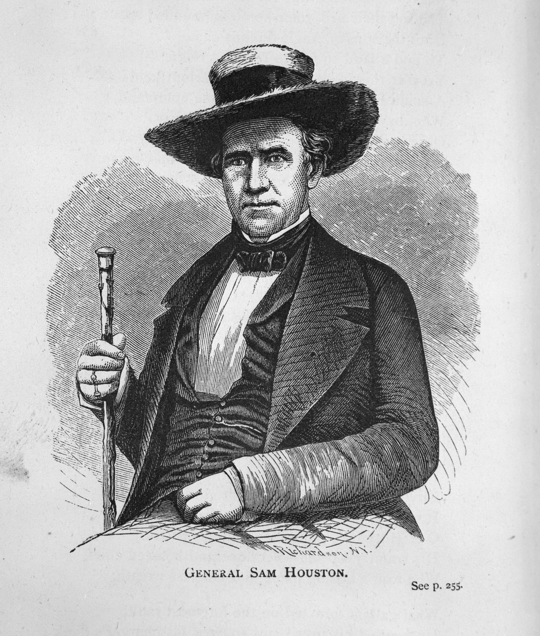 Generaal Sam Houston, uit Texas History Scrapbook door American School