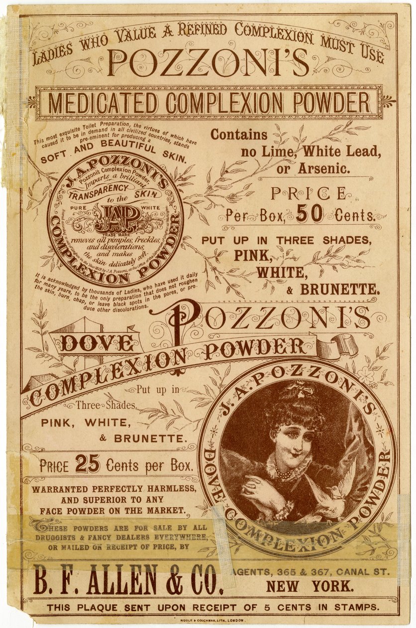 Pozzonis Dove Complexion Powder [handelskaart verso] door American School