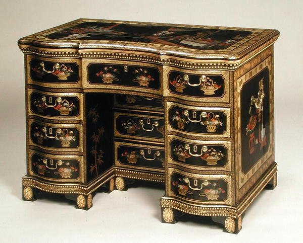 Chinese Export Kaptafel ca. 1780 (zwart lakwerk) door Chinese School
