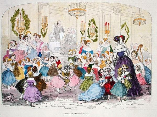 Kinderkerstfeest, gegraveerd door Edward Dalziel (1849-1888) uit de Illustrated London News, 1847 door English School