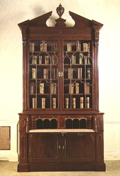 Chippendale boekenkast met gotische tracering, ca.1760 door English School