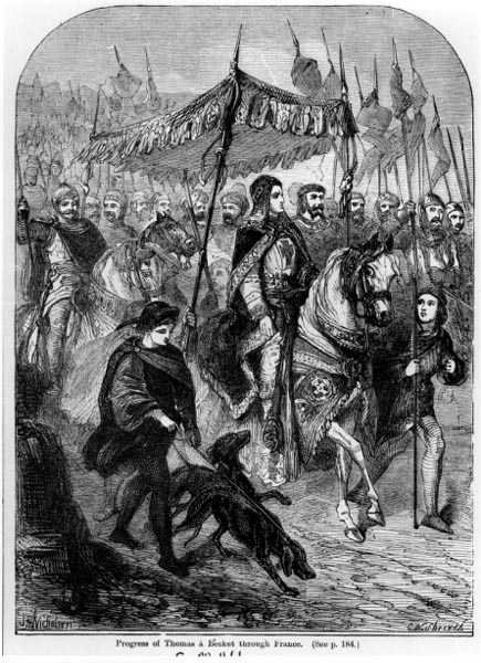 Voortgang van Thomas a Becket (ca. 1118-70) door Frankrijk door English School