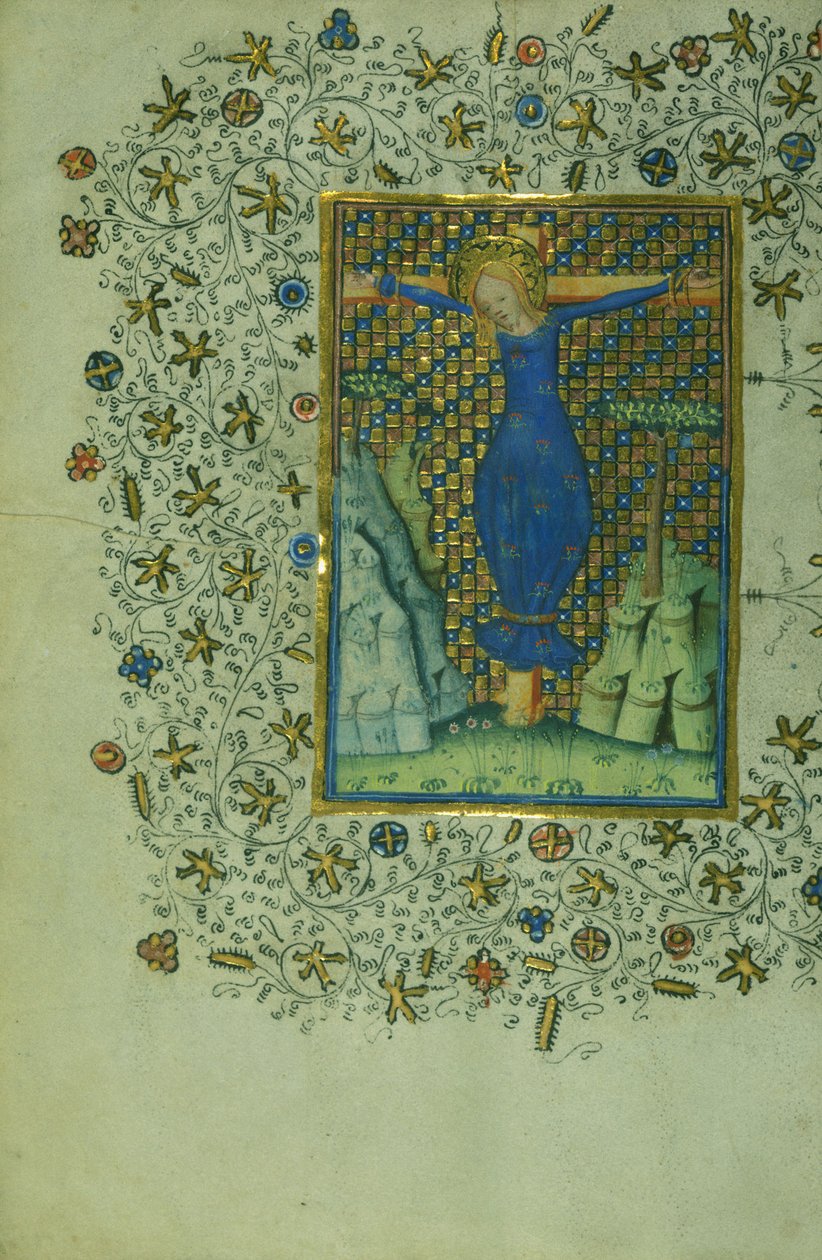 Sint Wilgefortis aan het kruis, c.1430-40 door Flemish School