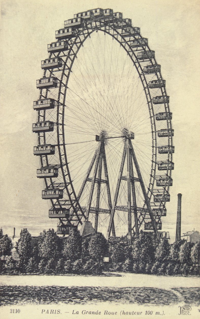 Het grote wiel op de Parijse Exposition Universelle door French Photographer
