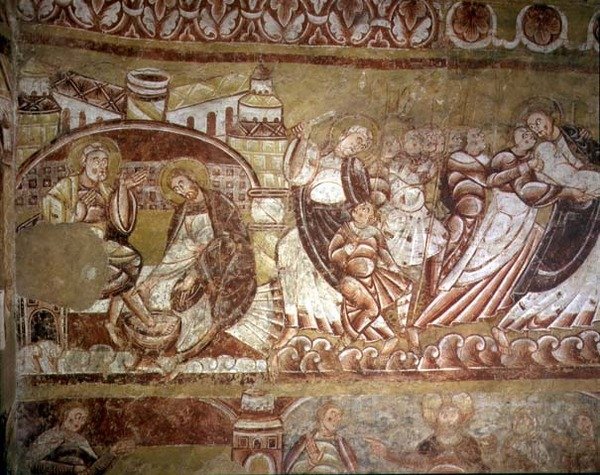 (Lto R) Christus Wast de Voeten van Petrus, Judas Kust Christus door French School