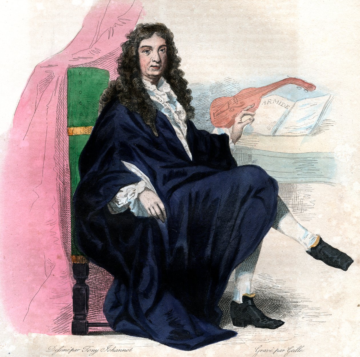 Portret van Jean Baptiste Lully (1632-1687), Franse componist door French School