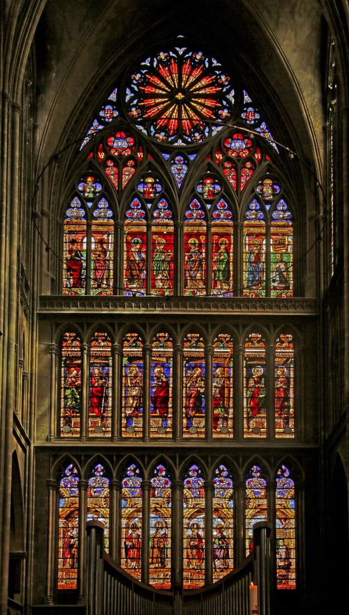 Zuidraam door Valentin Bousch, 1520-1527 en de Kerkvaders, Heiligen en vroege Bisschoppen van Metz door French School