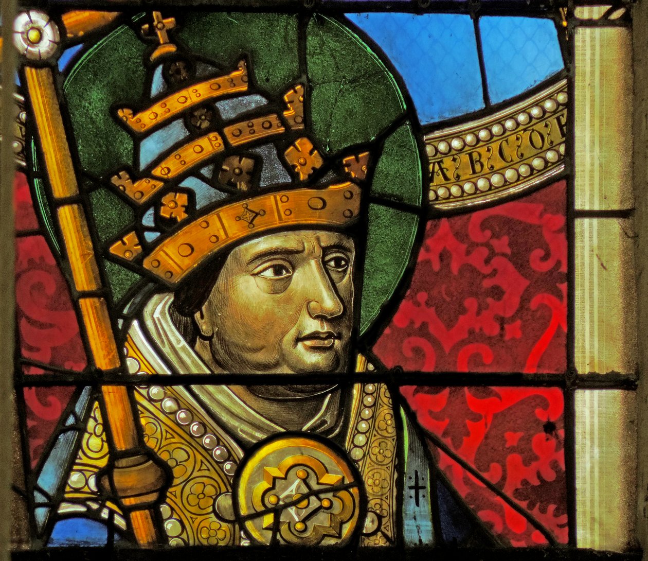 Raam met Sint Gregorius door French School