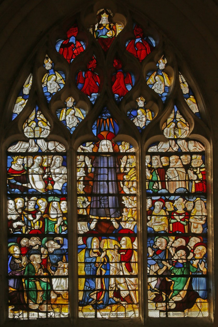 Raam met afbeelding van de Wederkomst van Christus door French School