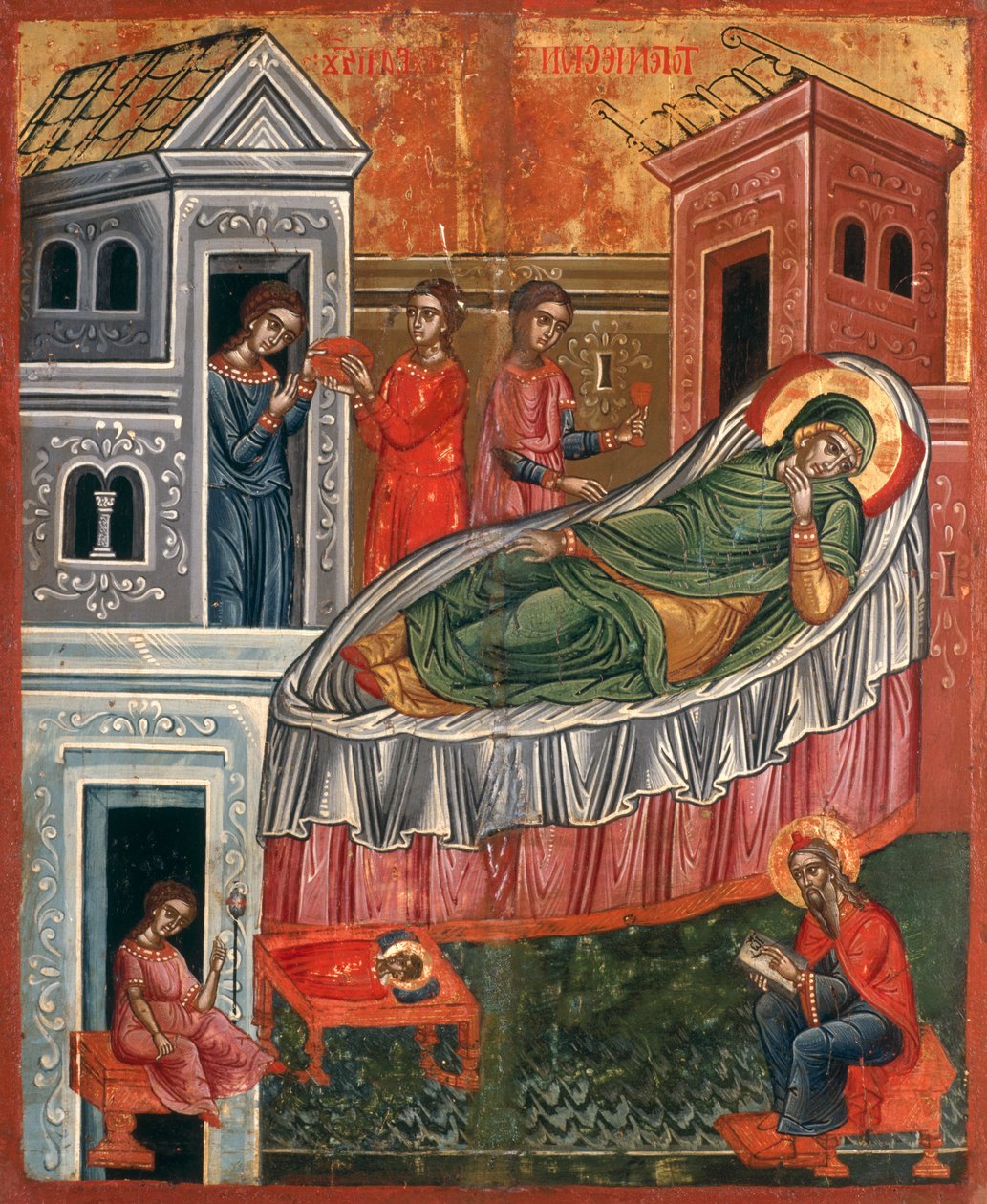 De Geboorte van Johannes de Doper, laat 17e eeuw door Greek School