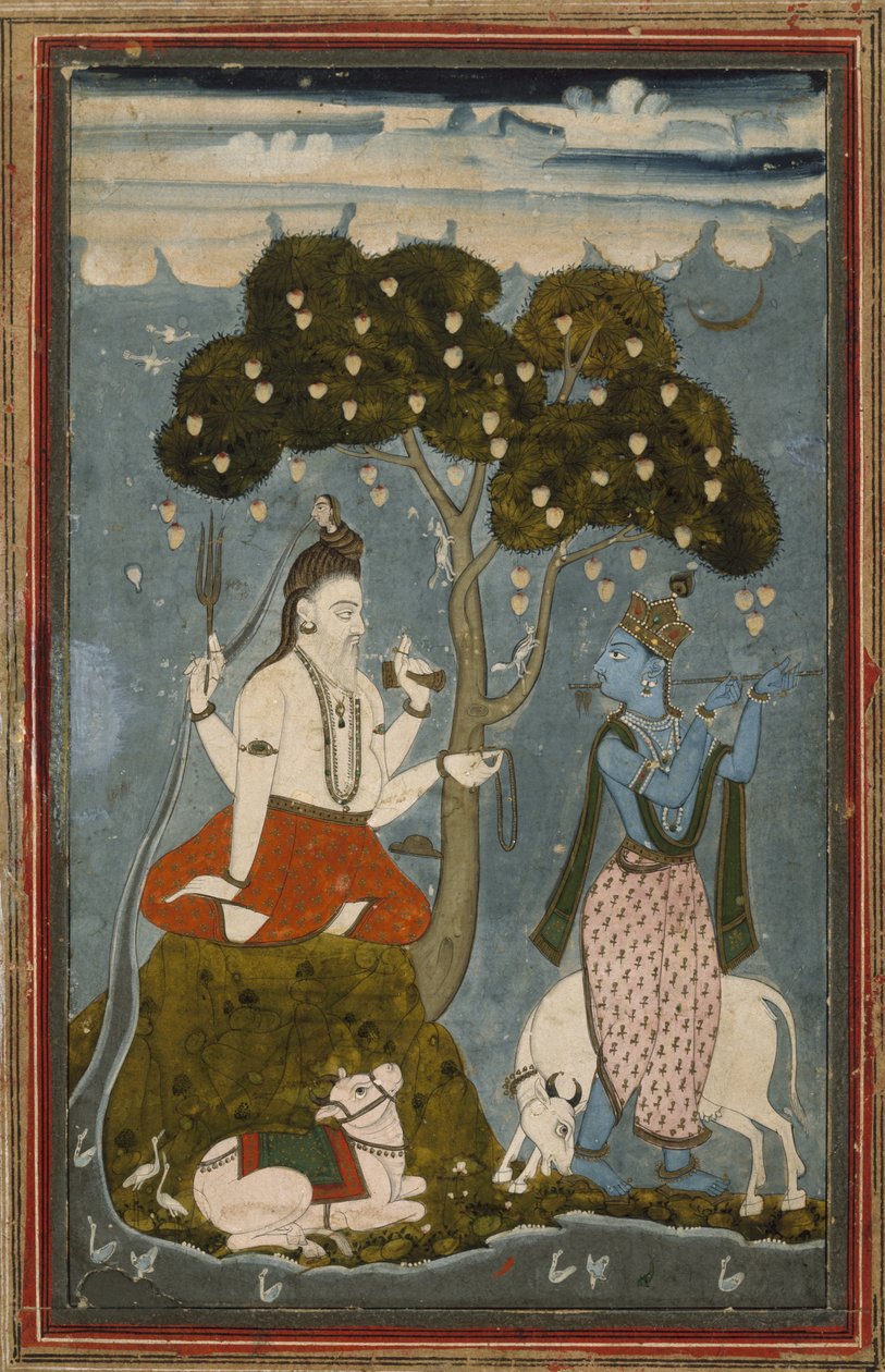Shiva en Krishna, midden 18e eeuw door Indian School