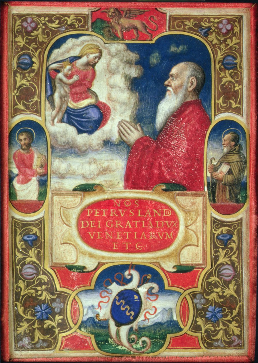 Antonio Marcello bidt tot de Maagd Maria, ca. 1540 door Italian School