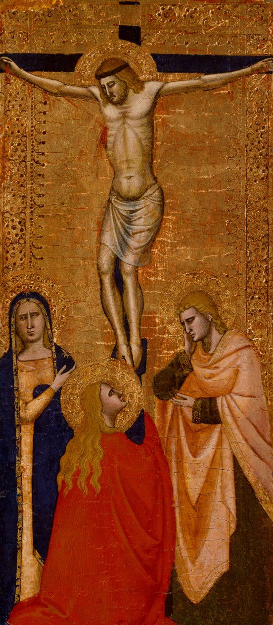 Christus aan het kruis met de Maagd, Sint Jan en Sint Maria Magdalena, ca. 1360-1380 door Italian School