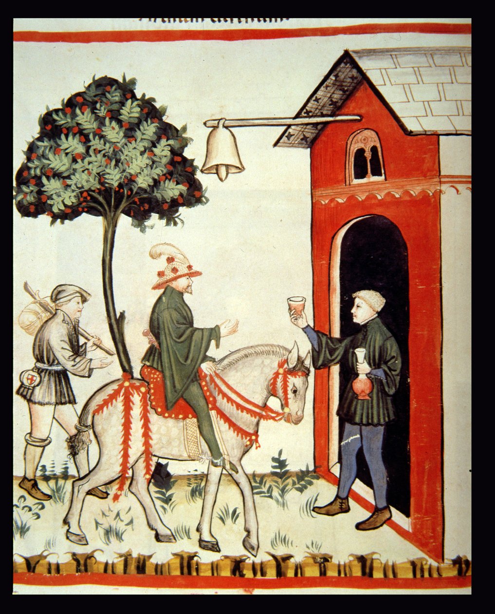 Nova 2644 fol.87v Het Glas Rode Wijn, uit Tacuinum Sanitatis Codex Vindobonensis door Italian School